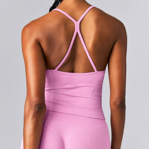 High Quality Solid Color Women's Sleeveless Tank <b>Top</b> 100% Cotton Jersey Four-Way Stretch Quick Dry <b>Cross</b> Back Design Gym Workout - Product Image 2