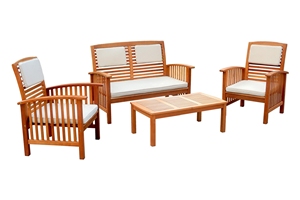 Ensemble de canapé d'extérieur de luxe en bois d'eucalyptus avec coussins | Mobilier de patio et de jardin moderne pour hôtels et villas Fabricant du Vietnam - Product Image 4