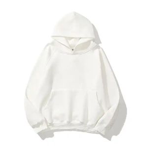 Sudadera con Capucha Unisex Extra Grande, Color Blanco Sólido, Felpa de Algodón, Estilo Casual para Otoño, Diseño con Bolsillos, Corte Holgado 2027 - Product Image 1