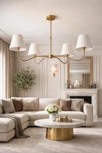 Elegant <b>Modern</b> Mid Century Brass <b>LED</b> Chandelier Multi Adjustable Height Pendant <b>Ceiling</b> Mount Fixture for Dining Room Kitchen - Product Image 3
