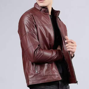Chaqueta Bomber de Cuero Genuino Personalizada a la Moda con Cuello Alto, Impermeable y Ecológica para Hombre - Product Image 4