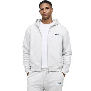 Sudaderas con capucha de algodón grueso para hombre, conjunto de chándal de calidad con cremallera completa, estilo urbano oversize, conjunto de jogger, logotipo personalizado, venta al por mayor OEM - Product Image 1