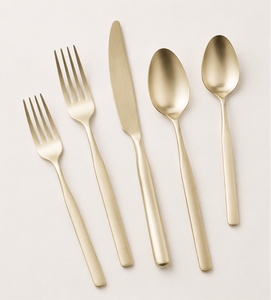 Juego de Cubiertos Dorados de Estilo Vintage, Juego de Cubiertos de Acero Inoxidable de 5 Piezas con Recubrimiento Resistente al Óxido para Bodas y Hoteles - Product Image 6