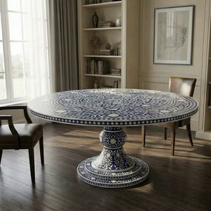 Mesa con Incrustaciones de Hueso de ILAHI, Diseño Moderno con Detalles de Ágata, Almacenamiento Portátil, Muebles para el Hogar - Product Image 1