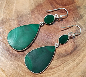 Natural Malachite Green Onyx Drop <b>Earrings</b> Solid 925 Sterling <b>Silver</b> Handmade Green Stone Jewelry Gift Women Party - Product Image 5