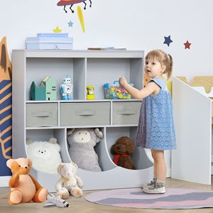 Freestanding Grey bambini giocattolo organizzatore di stoccaggio con libreria espositore e cassetti per camera da letto armadio di stoccaggio - Product Image 2