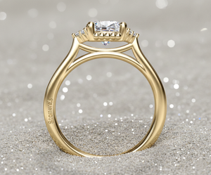 Bague de fiançailles halo en diamant de culture, or 14 carats, diamant taille ronde, bague de mariée, fabricant de bijoux sur mesure - Product Image 6