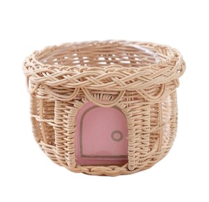 Cute Rattan Fairy House Storage <b>Basket</b> Handwoven Wicker Miniature Toy Home Nursery Kids Room Desktop Decor <b>Gift</b> Bin - Product Image 2