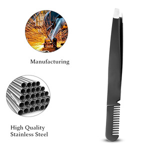 Pinzas para Cejas con Punta Inclinada Bahasa Pro, Pinzas con Peine para Depilación Facial, Herramienta para Cejas, Proveedor OEM ODM con Logotipo Personalizado - Product Image 4
