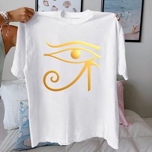 เสื้อยืดผ้าฝ้ายแท้ผู้หญิงลายตาฮอรัสโบราณใส่สบาย - Product Image 2