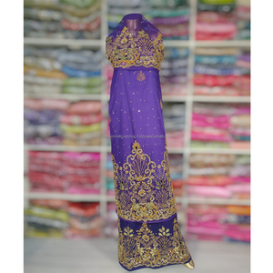 Tissu d'emballage George africain rose bébé avec pierre dorée de super qualité George perlé pour les femmes nigérianes tissu de robe de mariée - Product Image 5