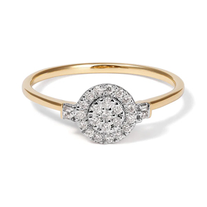 Bague de fiançailles pour femme en or massif 18 carats avec diamants en grappe, taille brillant rond, style classique - Product Image 2