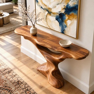 Mesa Consola Moderna de Madera Natural con Borde Natural, Hecha a Mano, para Entrada o Decoración del Hogar - Product Image 5