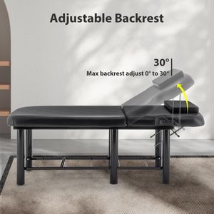 Cama de Salón Profesional Negra Ajustable con Reposacabezas Extraíble, Estante Inferior de Almacenamiento y Capa de Espuma Viscoelástica, Mesa y Cama de Masaje - Product Image 5