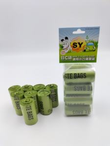 Venta caliente 8-Roll Deep Green Eco-Friendly Dog Poop Bags con logotipos personalizados Bolsas de plástico - Product Image 2