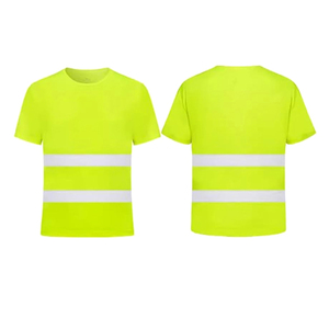 Men's <b>Neon</b> Green Reflective Work <b>T</b>-<b>Shirt</b> Custom Logo Printed Hi Visibility Short Sleeve O-Neck Polyester Fluorescent <b>Shirt</b> - Product Image 5