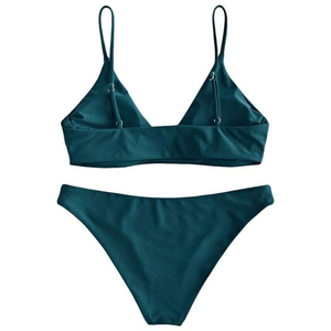 Women <b>Bikini</b> Set Criss Cross Top Two Piece Swimwear Mid Rise Bottom Stretch Beach Swimsuit Quick Dry Pool Bathing Suit Summer - Product Image 2