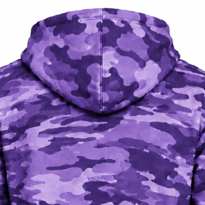 <b>Purple</b> Camo Pullover <b>Hoodie</b> <b>Men</b> Custom Camouflage Printed Fleece Sweatshirt Kangaroo Pocket Drawstring Casual Winter Streetwear - Product Image 4