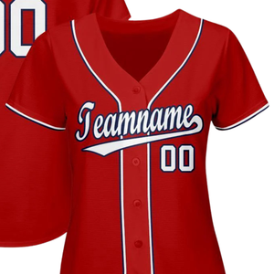 Men Red White Navy Baseball Jersey Button Front Team Shirt Performance <b>Athletic</b> Game Day Practice Sports Uniform Wear - Product Image 2