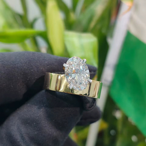 แหวนเพชรทรงรีสีเหลืองวินเทจจาก IGI/GIA Lab Grown เหมาะสำหรับงานแต่งงาน/หมั้น  ทองคำขาวคุณภาพสูงสำหรับทั้งชายและหญิง เหมาะสำหรับงานฉลองครบรอบ - Product Image 1