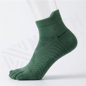 Green 5 Toe Ankle <b>Socks</b> Breathable Knitted Polyester Spandex <b>Running</b> Sport <b>Socks</b> for Adults Summer Geometric Pattern - Product Image 3