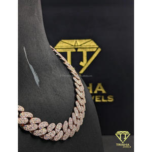 Collar de cadena cubana de diseño con piedras de diamante moissanita, joyería hip hop para hombres y mujeres de Trisha Jewels - Product Image 5
