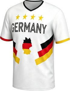 Maillot de football allemand pour homme, col en V, sans manches, blanc, imprimé par sublimation, respirant, en polyester, coupe classique pour adulte - Product Image 2