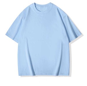 T-shirt uni à manches courtes, col rond, coupe ample, en coton pur 260g, avec broderie personnalisée et logo OEM imprimé. - Product Image 3