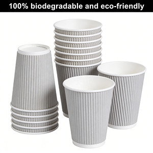 Vasos de Café Desechables de Papel Sintético, Grado Alimenticio, con Pared Ondulada Aislante, Personalizables al por Mayor - Product Image 2