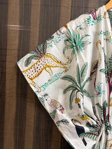 Women Cotton Floral Maxi <b>Kaftan</b> Dress Batwing Sleeves V-neck Jungle Animal <b>Beach</b> Cover up Boho Resort Wear Kimono Tunic Summer - Product Image 2