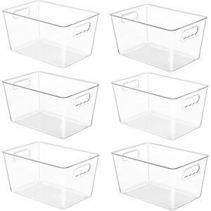 Set di 6 Contenitori Organizzatori in Plastica con Manici per Cucina, Freezer, Armadio e Bagno - Product Image 1