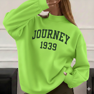 Women Modern Oversized Mockneck Casual <b>Winter</b> <b>Top</b> Relaxed Fit Custom Front Logo Minimal Street Style for Soft Everyday Comfort - Product Image 1