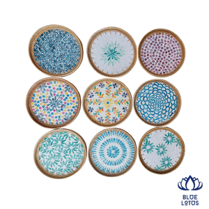 Bandeja de Mosaico de Ratán, Cesta de Mimbre Hecha a Mano Ecológica, Decoración de Mesa, Venta al por Mayor - Product Image 1