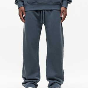 Men's Dark Gray Cotton Sweatpants Elastic Waist <b>Drawstring</b> Casual Joggers Side Pockets Midweight Knitted Autumn Wear - Product Image 3