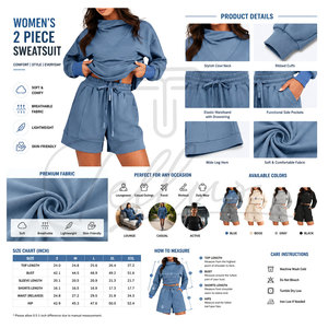 Women Two Piece <b>Set</b> Sweat Tracksuits High Quality Winter Season Casual Sweat Short and Hoodie <b>Set</b> Sweat Tracksuits for Women - Product Image 6
