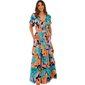 Vestido maxi bohemio para mujer, vestido festivo con estampado floral - Product Image 3