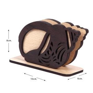 Coastal Wooden Napkin Holder Conch Shell Round Shape Novelty Design Handmade Basswood Tabletop Decor <b>Kitchen</b> Dining Accessory - Product Image 4