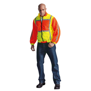 Hi Vis Mesh Bomber <b>Jacket</b> Fluorescent Reflective Safety Workwear Breathable <b>Construction</b> Uniform Summer Safety Coat OEM - Product Image 2