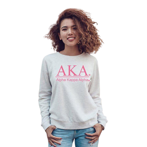 Sudadera con Cuello Redondo AKA Message, Bordado Blanco y Rosa, Prenda Personalizada para Mujeres de Hermandades Griegas - Product Image 1