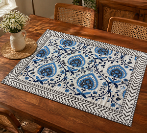 Ensemble de sets de table floraux bohèmes, sets de table en coton de haute qualité pour table à manger, chef-d'œuvre fait main, vaisselle lavable - Product Image 1