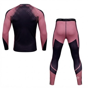 Men's Training Tracksuit Set Long Sleeve Top Tight Pants Gym Workout Fitness <b>Athletic</b> Apparel Breathable 100% Polyester Four-Way - Product Image 2