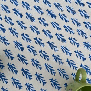 New Arrival Blue Leaf Print <b>Tablecloth</b> Block Printed Cotton Dining Table Linen with Border India Design Table Decor - Product Image 6