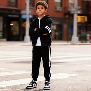 Conjunto de Sudadera con Capucha y Pantalones Deportivos para Niños y Niñas, Traje Deportivo de Algodón y Felpa para Invierno y Otoño - Product Image 5