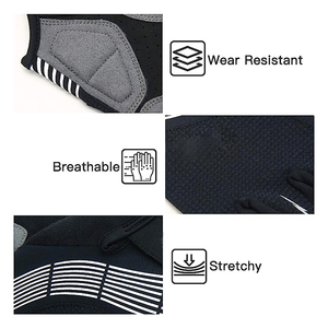 Gants de sport respirants en tissu extensible noir avec dos en maille à carreaux pour cyclisme, VTT, moto et course - Product Image 2