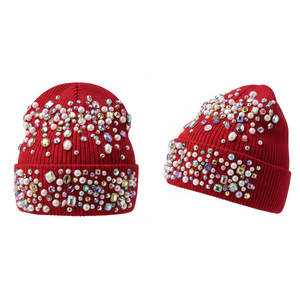 Gorro de Punto Grueso de Moda con Pedrería Brillante, Diseño Personalizado de Primera Calidad, Decoración con Piedras, Estilo Cálido y Elegante - Product Image 5