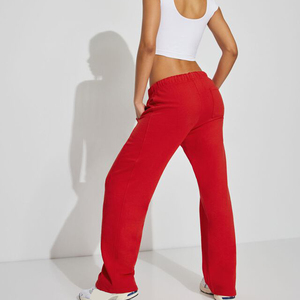 Pantalon de jogging ample en molleton 100 % coton respirant pour femme, style streetwear, avec impression de logo personnalisée, couleur unie - Product Image 2
