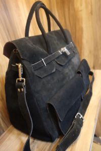 Handmade Black Suede Leather Travel Duffel <b>Bag</b> | <b>Large</b> Weekender Overnight Carry-On <b>Bag</b> with Lock & Shoulder Strap - Product Image 4