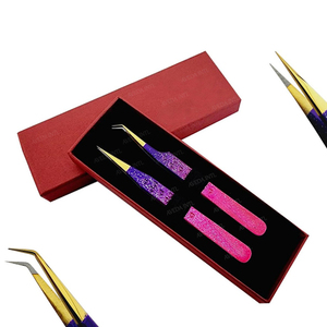 Pince à épiler noire à pointe dorée à 45 degrés pour extensions de cils, en acier inoxydable, pour extensions de cils volume, marque privée - Product Image 6