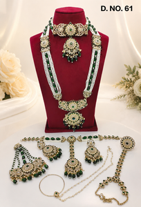 Conjunto de joyería nupcial de lujo, gargantilla de perlas, collar largo, aretes, anillo para la nariz y anillo, conjunto de accesorios nupciales al por mayor. - Product Image 3
