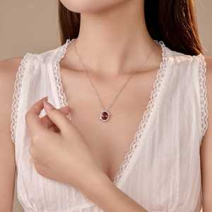 Pendentif grenat pour femme, argent sterling 925 plaqué or 14 carats, pierre de naissance de janvier, étoile céleste, perle, bijou cadeau - Product Image 5